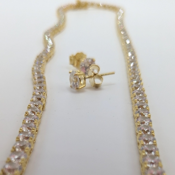 NEW SET 18k, Necklace, Bracelet & Earrings, 4 Pieces, Cubic Zirconia, 18k, 925, - Picture 6 of 14